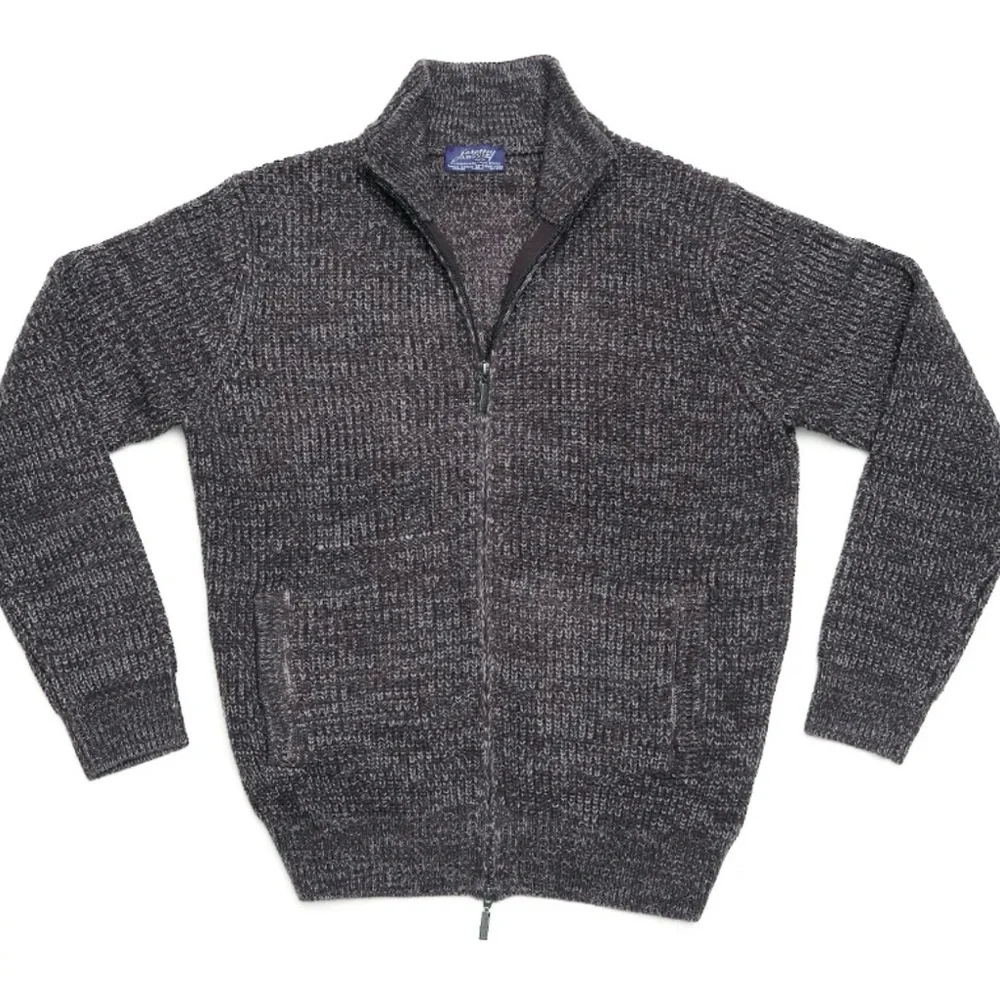 Jeremy Argyle Men’s Sweater Full Zip Charcoal Cardigan Cashmere‎ Blend Size L